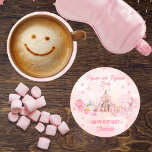 Pink Popcorn and Pyjamas Slumber Birthday Party Round Paper Coaster<br><div class="desc">Transform your little girl's birthday celebration into a whimsical slumber party with our enchanting "Pink Popcorn and Pyjamas" design template. Perfect for birthdays of any age but particularly delightful for children aged 6 and up, this charming design sets the stage for a cosy and memorable night of fun and laughter....</div>