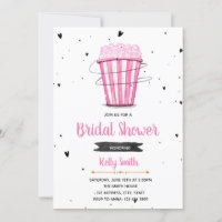 Pink popcorn bridal shower invitation