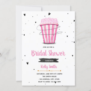 Pink popcorn bridal shower invitation