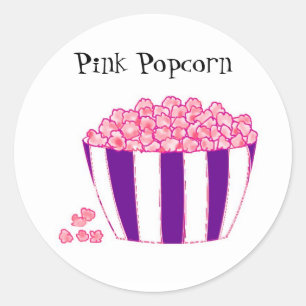 Pink Popcorn Classic Round Sticker
