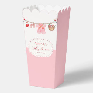 Pink Popcorn Floral Apple Clothesline Baby Shower Favour Box