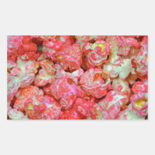 Pink popcorn rectangular sticker