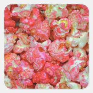 Pink popcorn square sticker