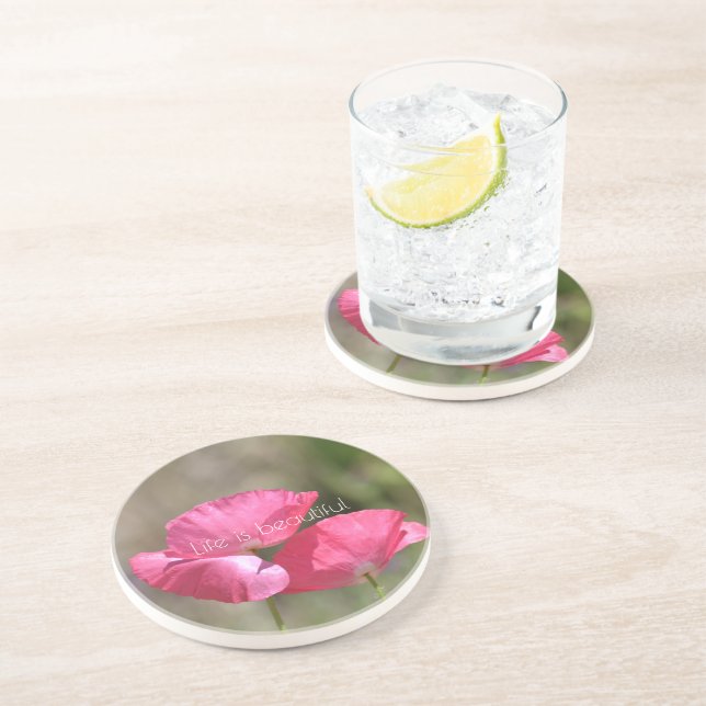 Pink Poppies   Coaster (Side)