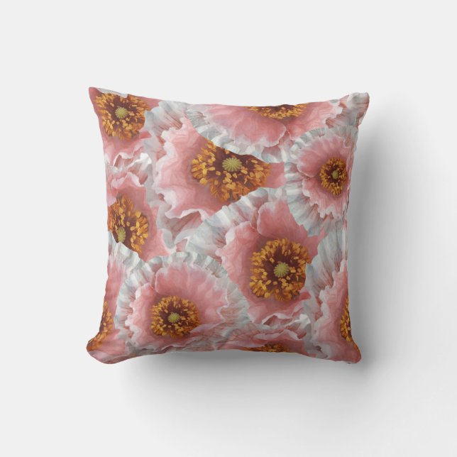 pink poppies cushion (Front)