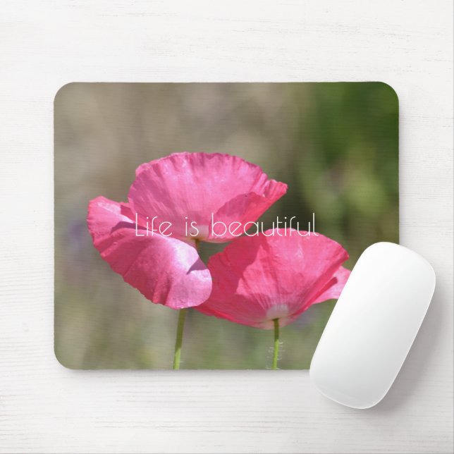 Pink Poppies   Mouse Mat (With Mouse)