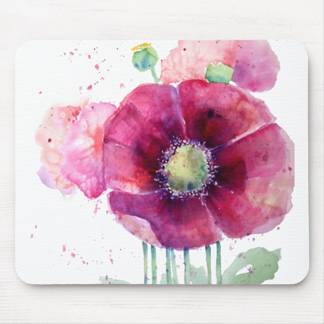Pink Poppies Mousepad (Front)