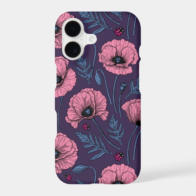 Pink poppies on dark violet (Back)