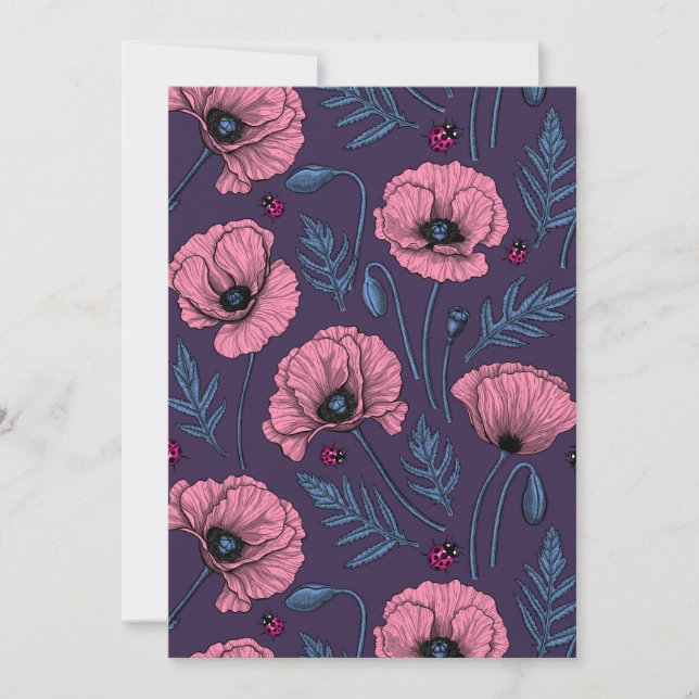 Pink poppies on dark violet (Front)