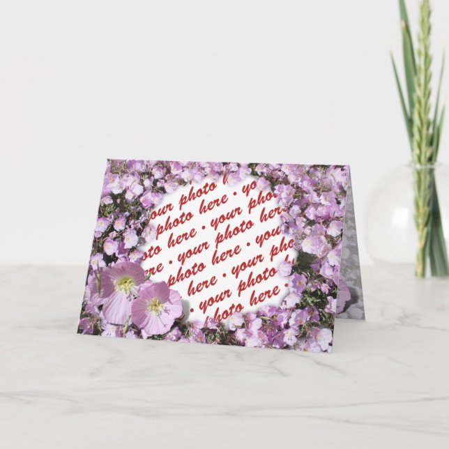 Pink Poppies Photo Frame Card (Front)