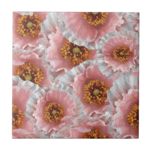 pink poppies tile