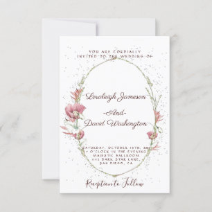 Pink poppies wedding invitation