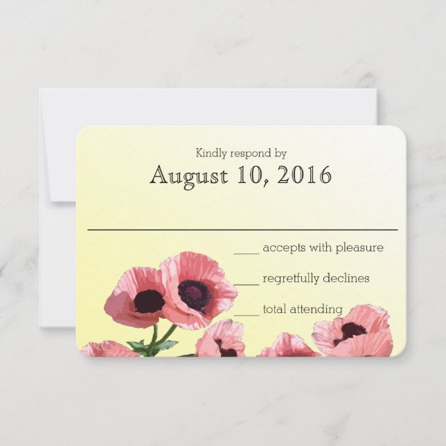 Pink Poppies Wedding Response Card (Front)