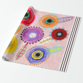 Pink poppies wrapping paper
