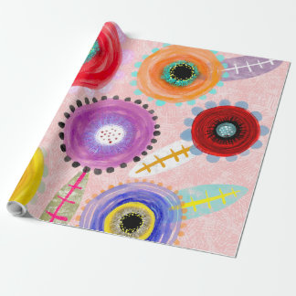 Pink poppies wrapping paper