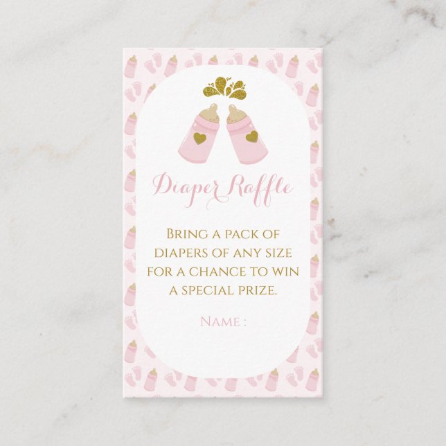 Pink Poppin Bottles Girl Baby Shower Enclosure Card (Front)