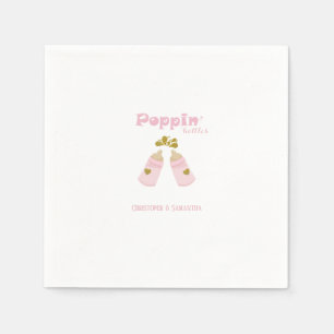 Pink Poppin Bottles Girl Baby Shower Napkin