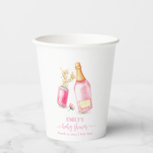 Pink Poppin Champagne Beer Girl Baby Shower  Paper Cups