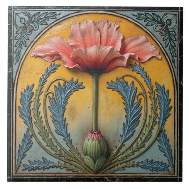 Pink Poppy at Sunset Tile (Front)