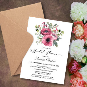 Pink Poppy Bridal Shower Invitation