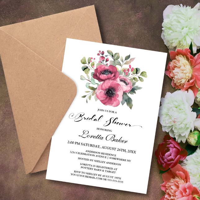 Pink Poppy Bridal Shower Invitation (Creator Uploaded)