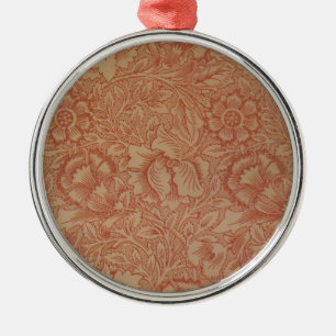 Pink Poppy (by William Morris) (Vintage Pattern) Metal Tree Decoration