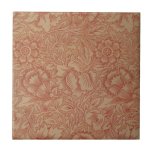 Pink Poppy (by William Morris) (Vintage Pattern) Tile