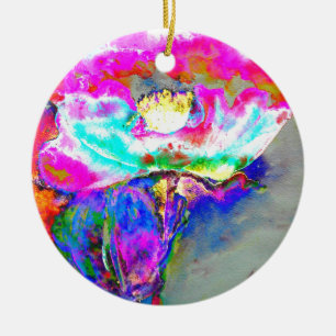 Pink Poppy Ceramic Tree Decoration