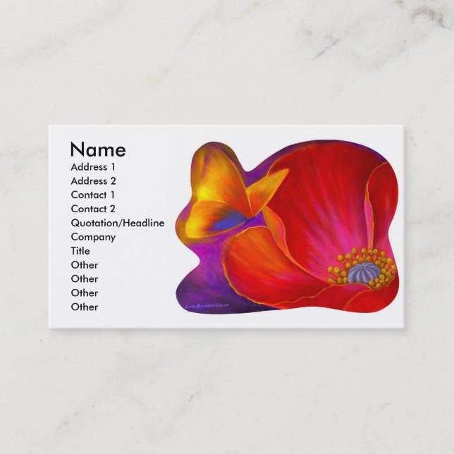 Pink Poppy Flower Butterfly - Multi Business Card (Front)