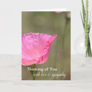 Pink Poppy Flower Thinking of You Card