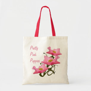 Pink Poppy Flowers Eco Friendly Reusable Custom Tote Bag
