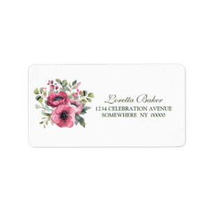 Pink Poppy Flowers Wedding Label