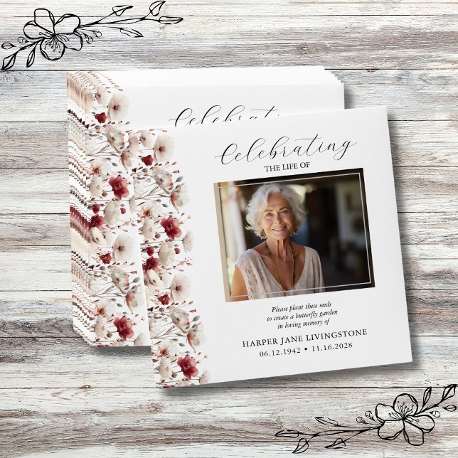 Pink Poppy Photo Memorial Seed Packet Envelope (Creator Uploaded)
