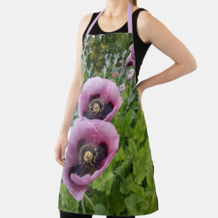Pink Poppy Purple Flower Womans Mum Mothers Apron
