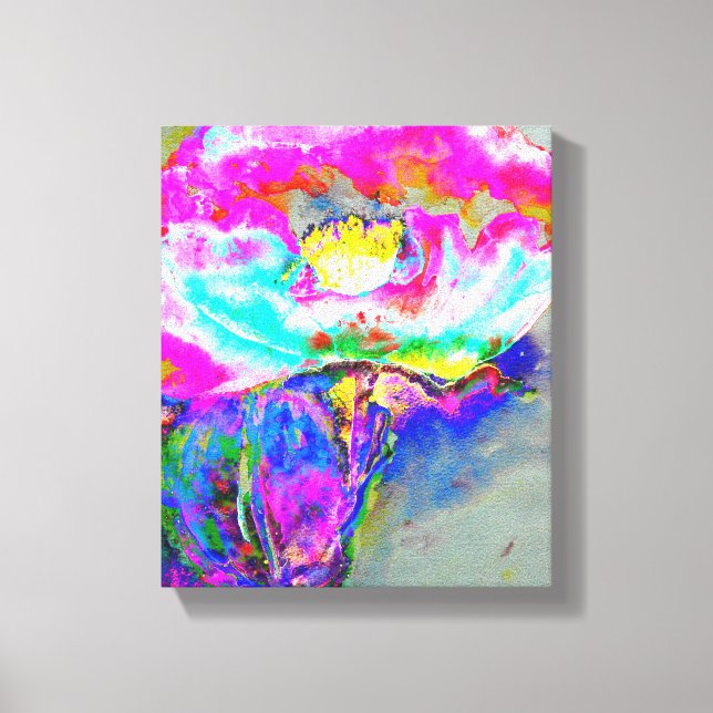 Pink Poppy, watercolor floral painting Canvas Print (Front)