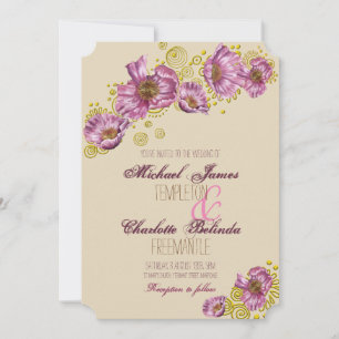 Pink Poppy Wedding Invitation