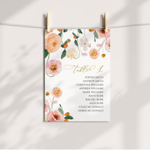 Pink Poppy Wedding Table Number 1 Seating Chart
