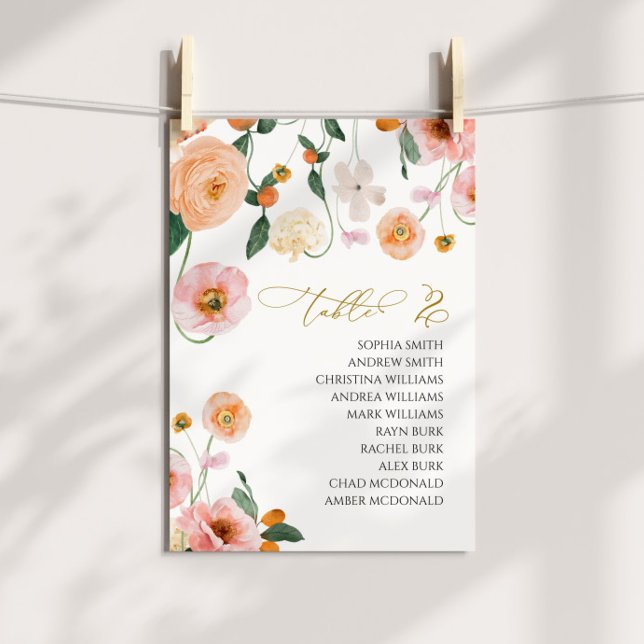 Pink Poppy Wedding Table Number 2 Seating Chart (Creator Uploaded)