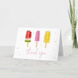 Pink Popsicle Baby Shower Thank You Card