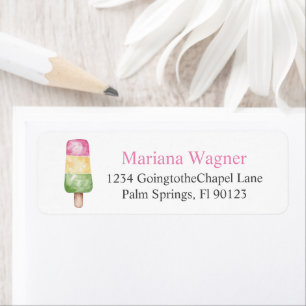 Pink Popsicle Birthday Party Return Address