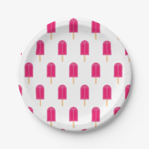 Pink Popsicle Ice Cream Bar Paper Plates