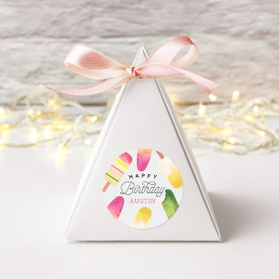 Pink Popsicle Personalised Kids Birthday Classic Round Sticker