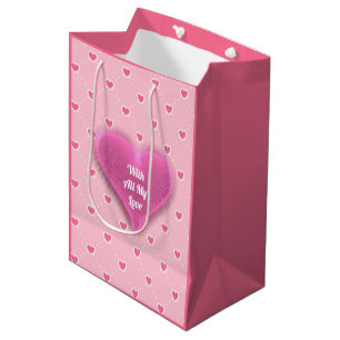 Pink Popular Heart Valentines Day Collection Medium Gift Bag
