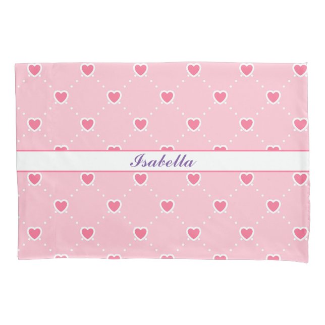 Pink Popular Heart Valentines Day Collection Pillowcase (Front)