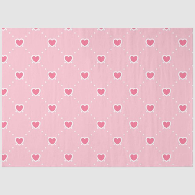 Pink Popular Heart Valentines Day Collection Tissue Paper (Front)