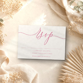 pink popular Simple Minimalist Modern Wedding RSVP Card