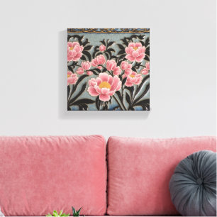Pink Porcelain Peonies Canvas Print