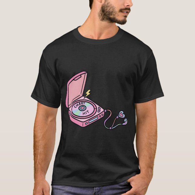 Pink Portable CD Player Chart Hit T-Shirt (Front)