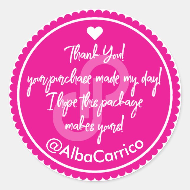 Pink Poshmark Thank You Classic Round Sticker (Front)