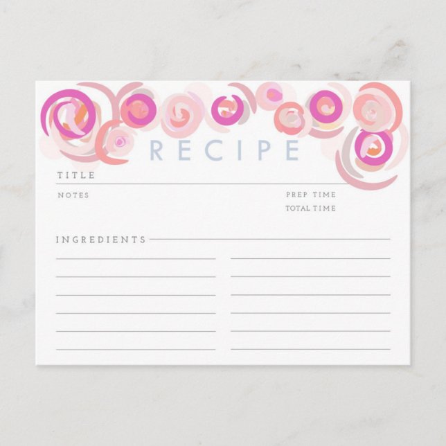 Pink Posies Recipe Card (Front)
